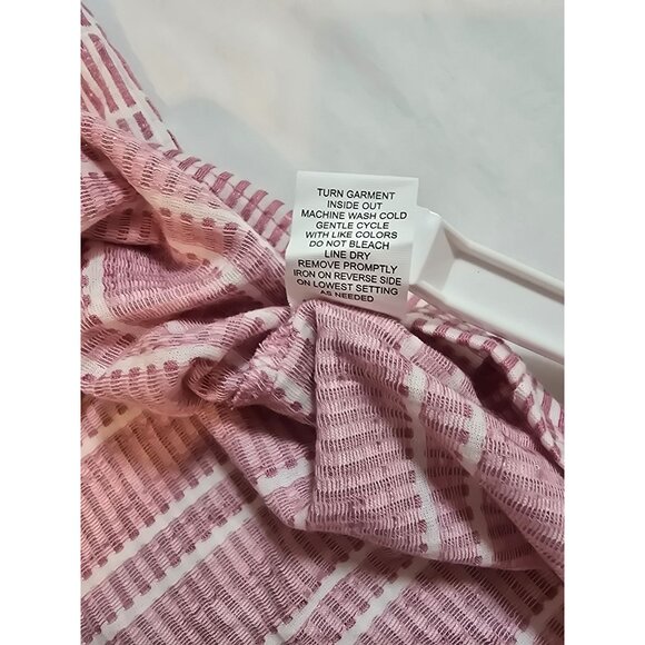 Notations Woman Pink Stripe Button-Front Tie-Hem Knit Top Size 2X - Picture 6 of 11